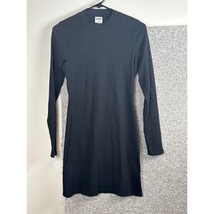 PINK Victoria's Secret Ribbed Long Sleeve Crew Neck Mini Dress Black Size Medium